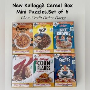 New Kellogg's Mini Cereal Box Puzzles,Set of 6